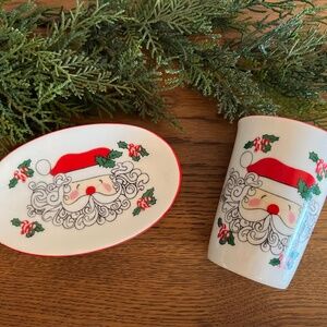 Ceramic Santa Cup & Soap Dish Set – Christmas Bathroom Decor